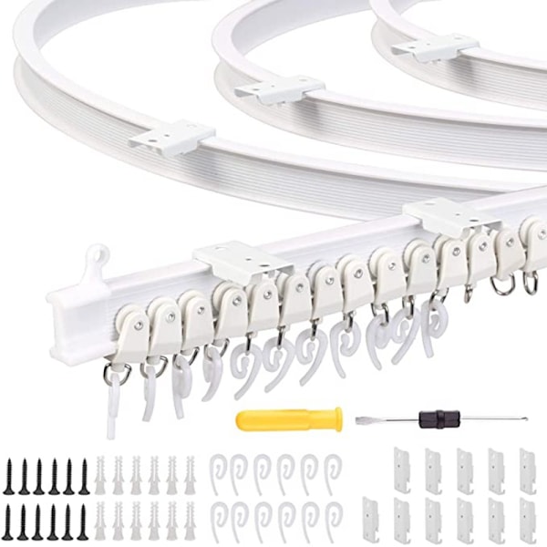 Hvit takgardin skinne, 9,8 fot (3 m), takmontering for gardinskinne med skinnegardinsystem, hengende romdeler