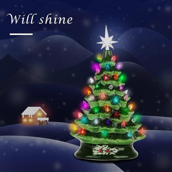 Julepynt Keramisk Juletre Juletre Led Dekorasjon Keramisk Skrivebords Julepynt Salg One SizeA
