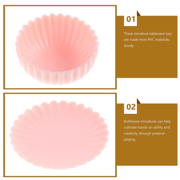 8 stk Miniatyr Servise Tiny House Servise Mini Kanne Plate Boller Leke Tiny House Ornamenter Rosa 4.1 Pink 4.1x0.6cm