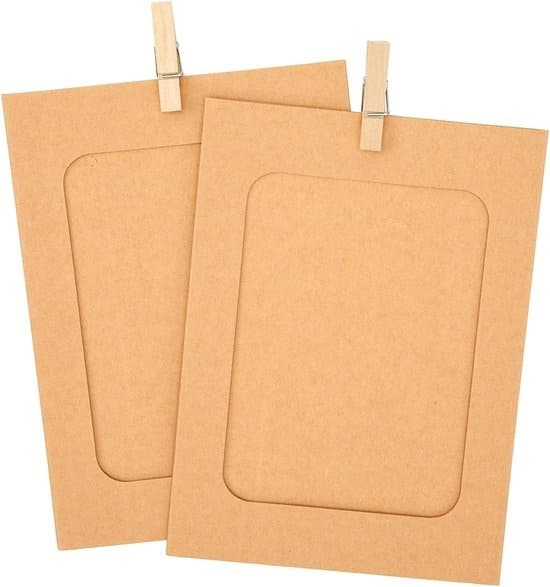 Leather Photo Frames (20 Pieces) - Photo Frames - DIY - 11.5 x 15.5 cm - Includes 20 Wooden Clips and Hemp String