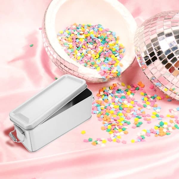 Decorative Tin Container with Airtight Lid for Candy, Chocolate, and Snacks, Small Christmas Gift and Storage Box