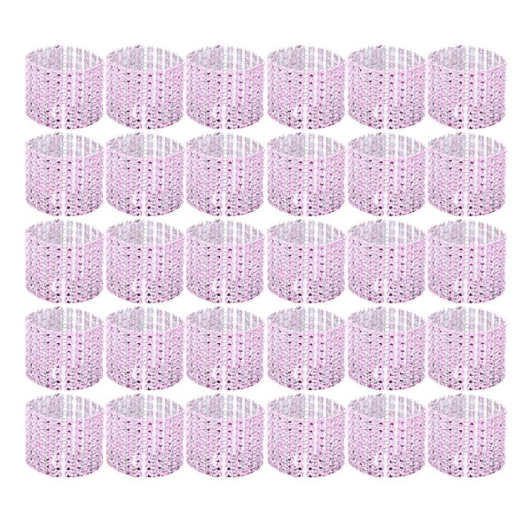 30 st Elegant Servettringar med 8 rader Strass Snygga Servetthållare Servetspänne Dekoration för Bröllop Pink