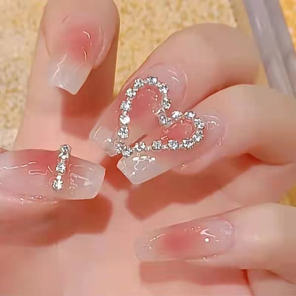 24 stykker lyserøde, is- og gennemsigtige diamantkærlighedssømme vi