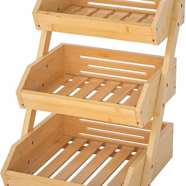 3-Tier Wooden Fruit Basket for Kitchen, Fruit and Vegetable Basket for Bread, Rustic Fruit Basket for Kitchen Counter-yux