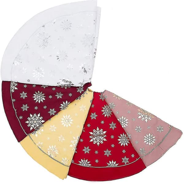 48'' Large Christmas Tree Skirt with Gilded Snowflake Rustic Luxury Decoration