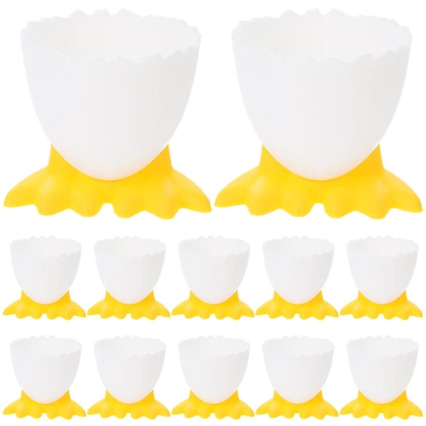 12 st Äggkoppar Tecknade ägghållare Mjukkokta ägg Koppar till frukostGul Vit5,5x4,5cm Yellow White 5.5x4.5cm