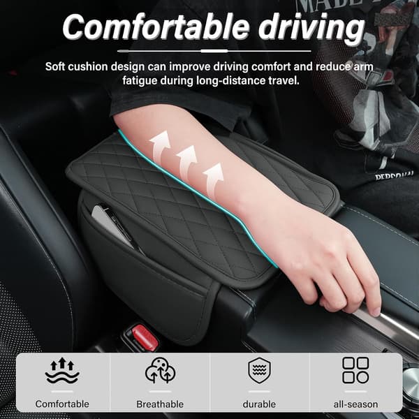 Car Center Armrest Mats, Genuine Leather Armrest Box Protective Cover, Waterproof and Scratch-Resistant, Comfortable Interior Accessories, Grey.