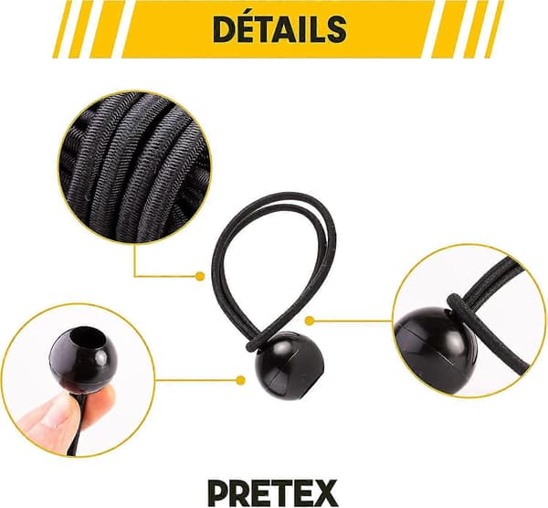 25-pak gummibånd med kuglekrog - Bungee-stropper perfekte til telte, presenninger, tasker, pools, trampoliner og mere - 21 cm lange