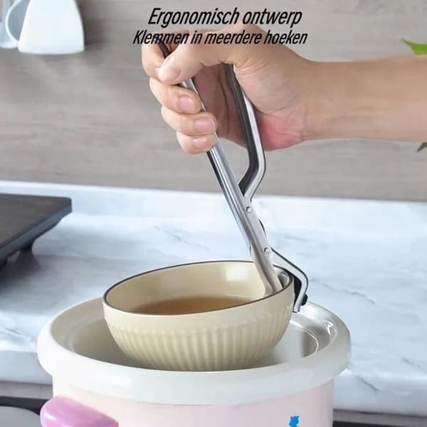 Varme madtænger, 2 dele, rustfrit stål, varmebestandige, til ovn, airfryer, gryder og pander