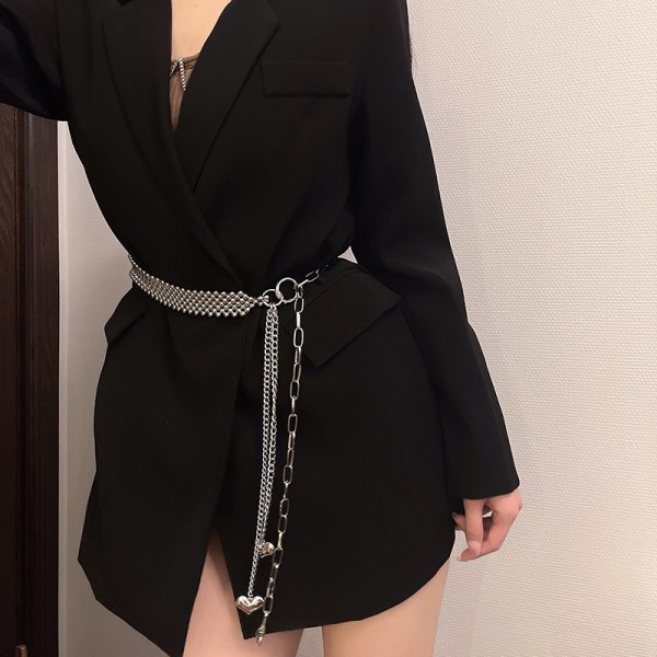 Flerlags metall midjekjede kjole belter metall belte for kvinner linning belte for kjole sparkle kjede gave