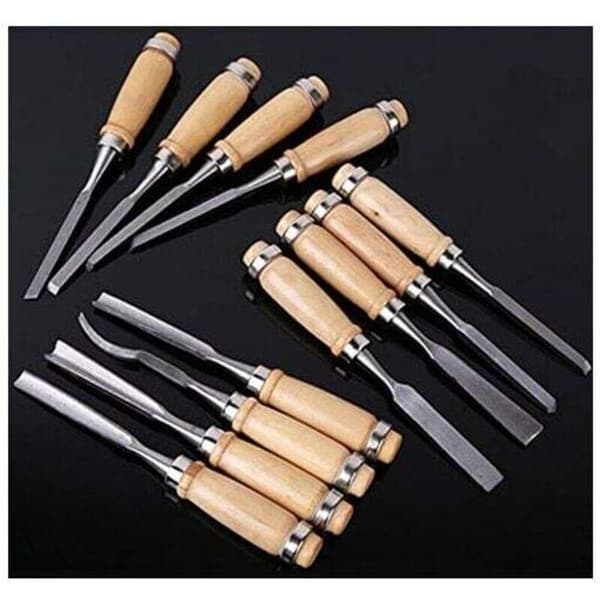 Professional Wood Chisel Set: 12 Sharp Woodworking Tools with Carrying Case - Ideal Wood Carving Kit
