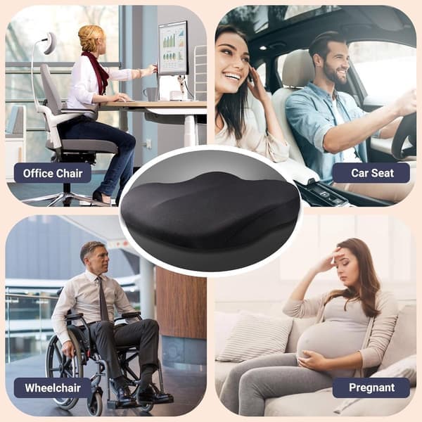 Memory Foam Seat Cushion Ergonomic Wedge for Sciatica Hemorrhoids Office Wheelchair [Ho]