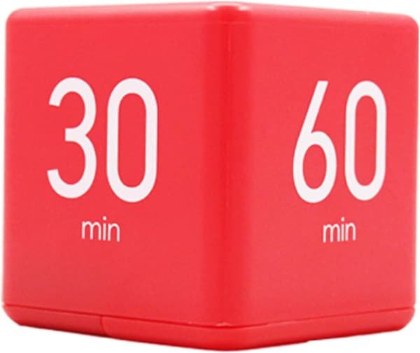 Køkkentimer (rød 15-20-30-60 minutter), kubetimer stopur og