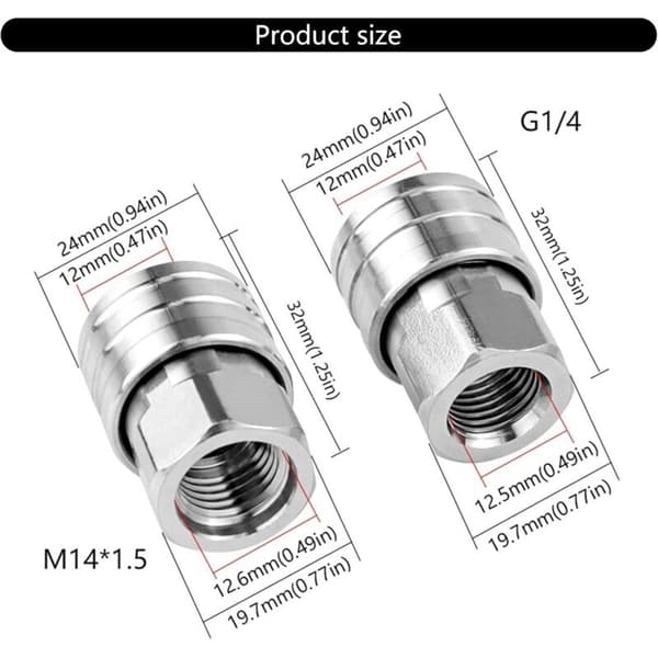 Quick Connect in Stainless Steel for Pressure Washer 6.35 mm. Accessory to Improve Performance. Efficient Cleaning Tool