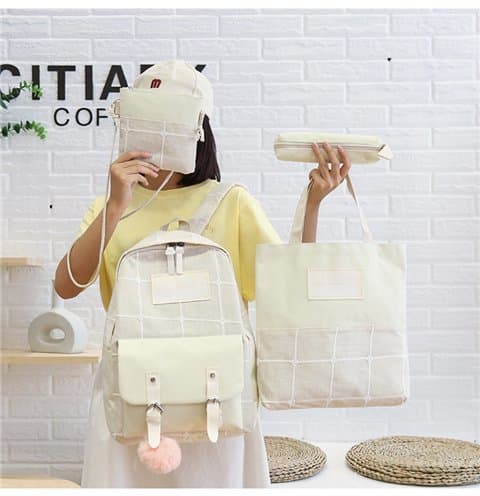 Skolväska Set om 4, Duffelväska - Beige
