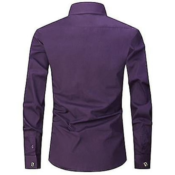 Langermet bryllupsskjorte for menn Lilla Purple L