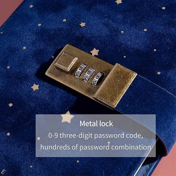 Lockable Diary - Secret Refillable Diary, Velvet Covered Lockable Diary for Adults, Women Writing Personal Locked Diary Notebook Blue