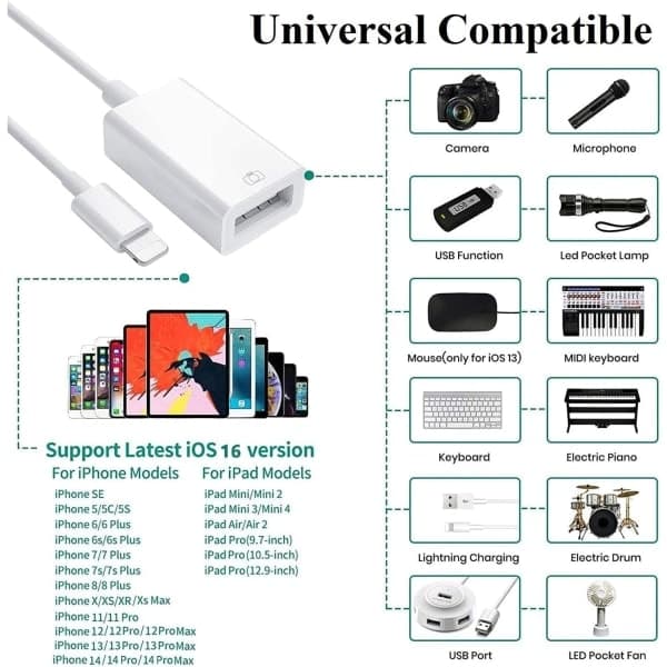 Lightning til USB-kameraadapter til iPhone