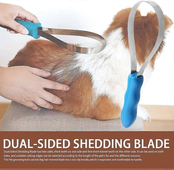 Fällkniv Hund Dubbelsidig Fällkniv med Rostfritt Stål Blad för Husdjursvård (BLÅ)