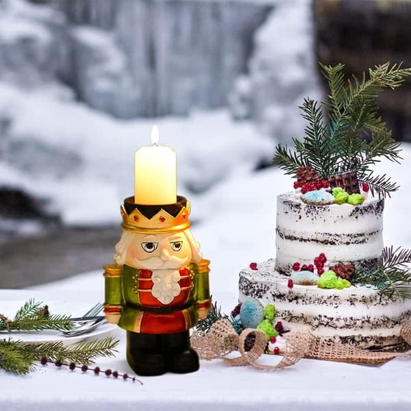 Christmas Nutcracker Candle Holders, Resin Nutcracker Candlestick Holders, Gift Decoration, Christmas Party Home Cabinet Desk Decoration (2-pack)