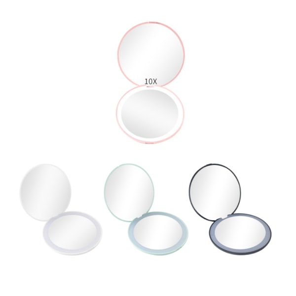 spegel Bærbar makeupspejl med LED lysring lille skønhedsforstørrelsesglas fyldlys bælte white