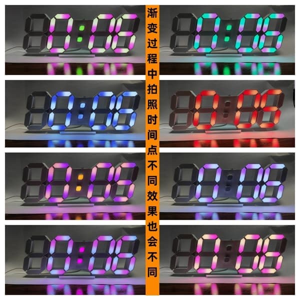 Digital Alarm Clock 3D Table Clock Small Silent Snooze Brightness Dimmable Time 12/24 Hours Date Temperature (Remote Control can be replaced)