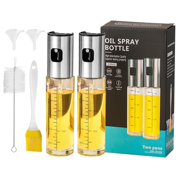 Five-piece Kitchen Oil Spray Set - Includes 2 Oil Sprayers, an Oil Brush, a Funnel, and a Kitchen Cleaning Set.(Ho)