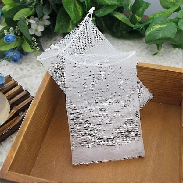 50x Soap Net Soap Pouch Soap Saver Soap Remnants Bag Soap Sack Bubble Net Bags With Drawstring Cleaning Tool
