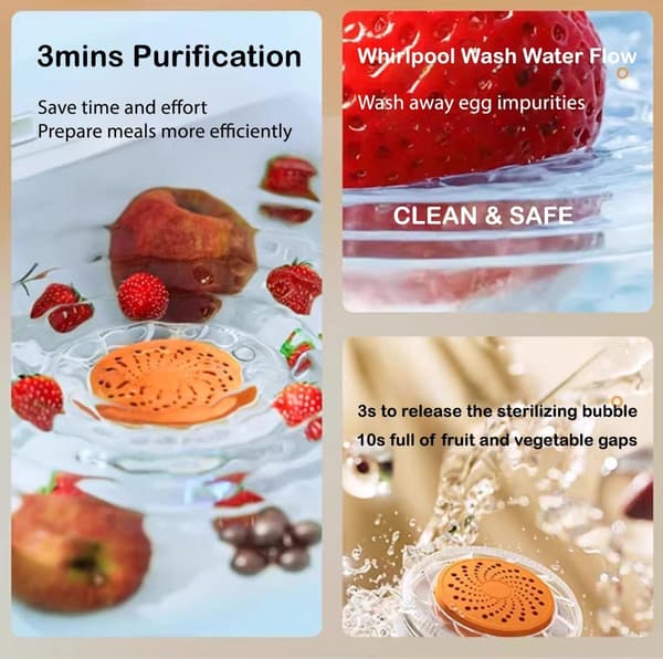 Ultrasonic Fruit and Vegetable Washer USB Wireless Food Purifier with OH-ion Technology