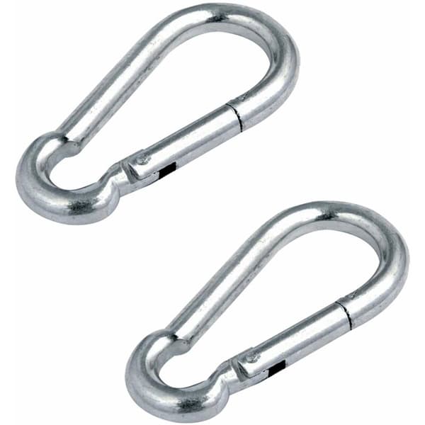 2x stålkarabinhager, 6 mm diameter x 60 mm længde