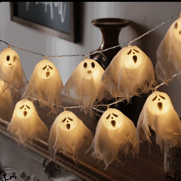 3 meter spökslinga, 20 LED-lampor, Halloween utomhusdekorationer 3 meter 3 meters