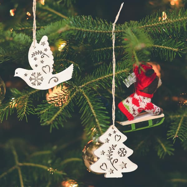 10 stk. DIY tomme julepynt i træ til graffiti og tegning til julefrokostdekorationer