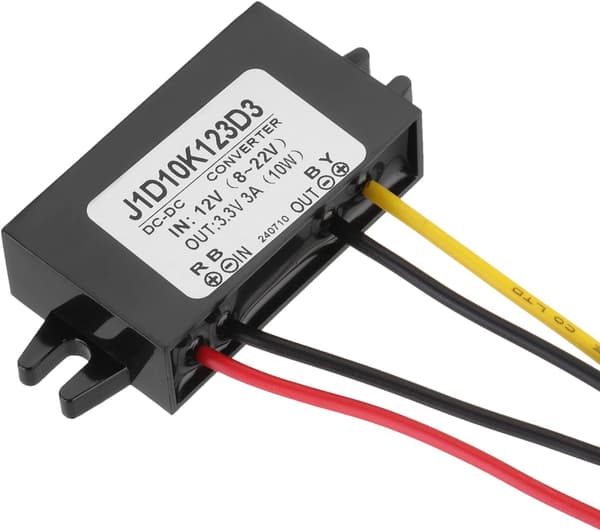 DC 12V til 3.3V strømomformer 3A 10W nedtrappingsspenningsreduserer IP67 vanntett transformatorforsyningsmoduladapter for bil lastebil solsystem - rød