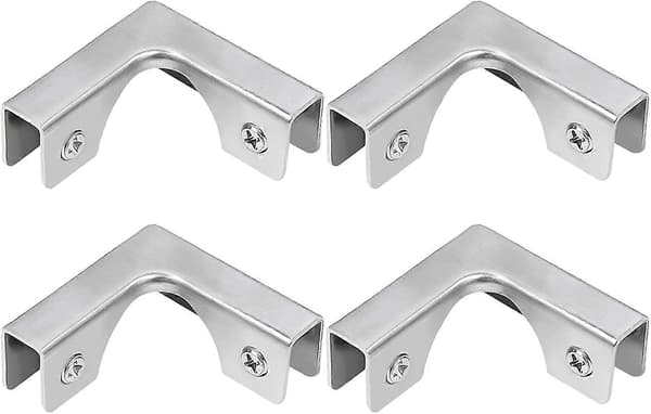 Glasklemme, 4 Stykker L-formede Glasforbindelser i Rustfrit Stål, til 8-10mm Glas