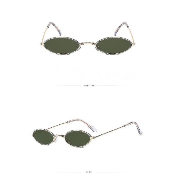 Vintage Soikeat Aurinkolasit Pienet Soikeat Aurinkolasit Mini Vintage Tyylisäätö Pyöreät Silmälasit Naisille Tytöille Miehille - Vihreä