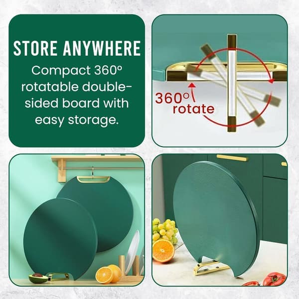 Double-Sided Round Polymer Cutting Board with Garlic Grater Multifunctional Kitchen [Ho]