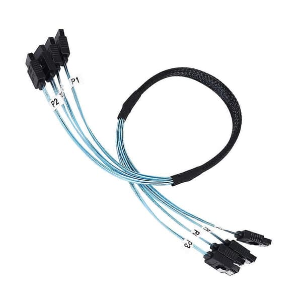 SAS-kabel Sata-kabel Høy Hastighet 6Gbps 4 Porter/Sett Høy Kvalitet for Server 0,5 Meter