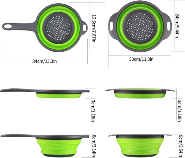Collapsible Silicone Colander with Handle, Food Strainer, Silicone Strainer, Fruit and Vegetable Strainer big_yux big big