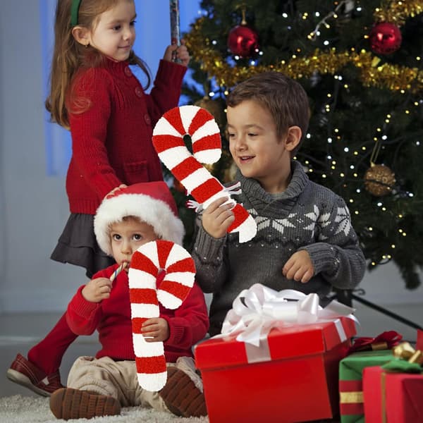 Christmas Gingerbread and Candy Cane Pattern Plush Pillow - Decorative Sofa Cushion
