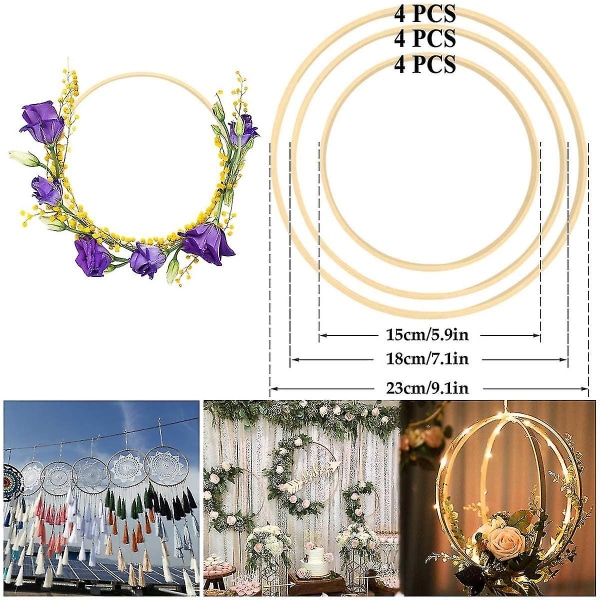 Drömfångarringar,blommiga Hoop Rings Wreath,Macrame Ringar,craft Hoop Rings Kompatibel med Gör-det-själv drömfångare,w