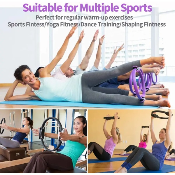 Pilates Ring Fitness Circle - Lette og holdbare skumpolstrede håndtag | Fleksibelt modstandstræningsudstyr til toning af arme, lår/ben og kerne,