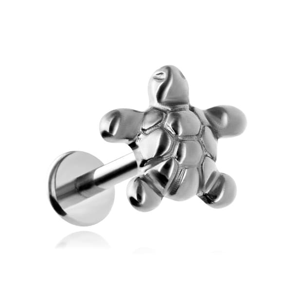 Titanium labret ørering - skildpadde - sølv 1,2/6