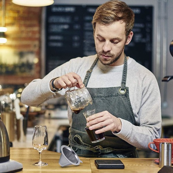 Kaffefilter, kaffedryppfilter, papirfritt kaffefilter i rustfritt stål, en til to kopper kaffe, opprettholder naturlig kaffe