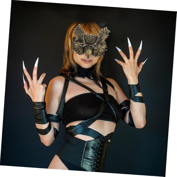Ugle Realistisk Justerbart Dyr til Halloween og Maskeradefester Blødt PU-læder Cosplay-tilbehør