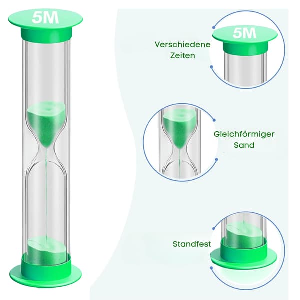 6 st timglas, 30 sek, 1 min, 2 min, 3 min, 5 min, 10 min