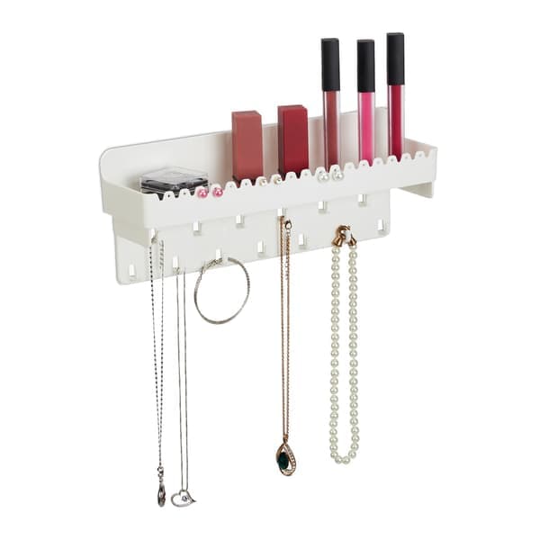 White Self-Adhesive Jewelry Holder with Shelf