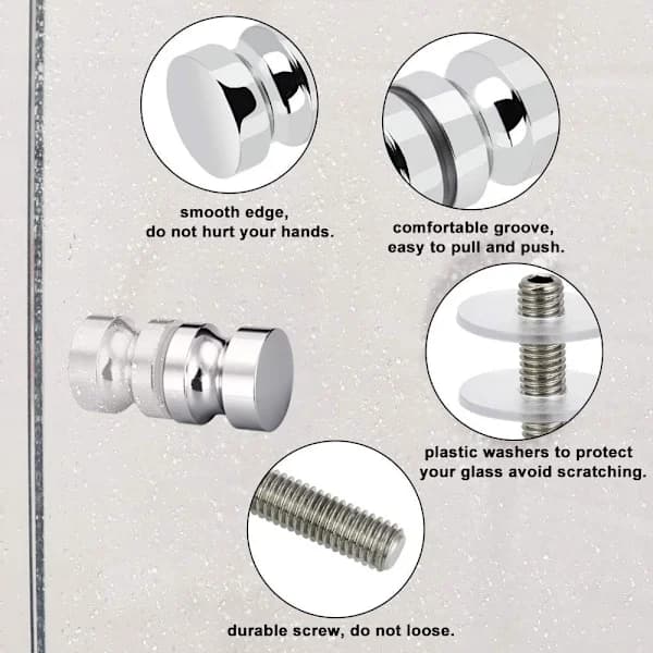 Steel, sliding shower door knobs, glass, shower