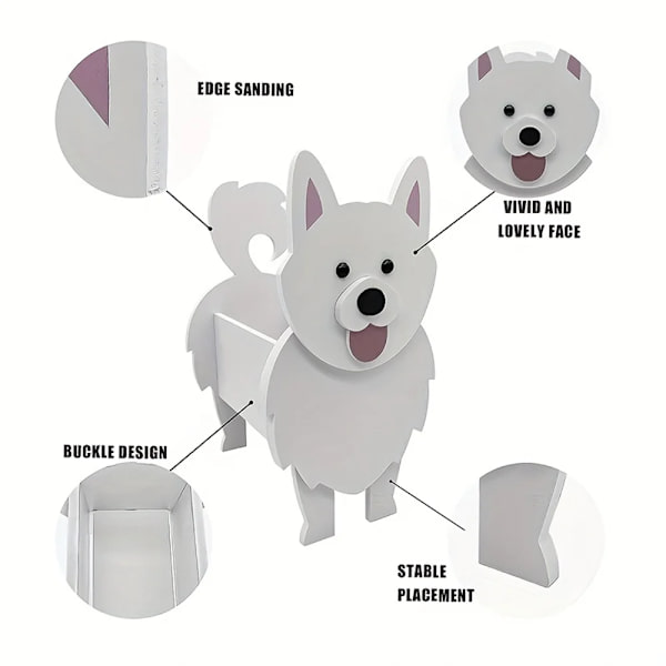 Hageblomsterpotte Sød Hundeformet Plantekasse Samojede Labrador Hyrdehund Vase Potter PVC Hjem Udendørs Havedekoration Blomsterpotter D D M
