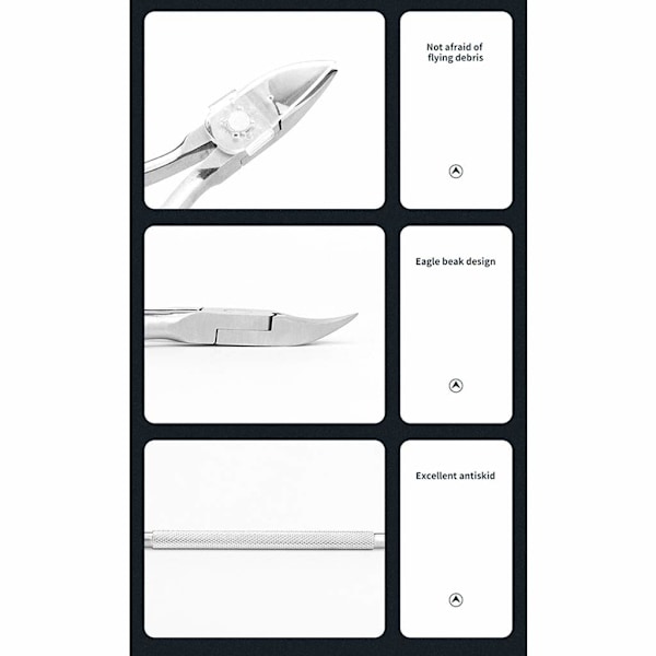 Sæt med værktøj til tånegle (6 stk.), professionelt tåneglesæt til indgroede og tykke negle, rustfrit stål sæt til indgroede tånegle