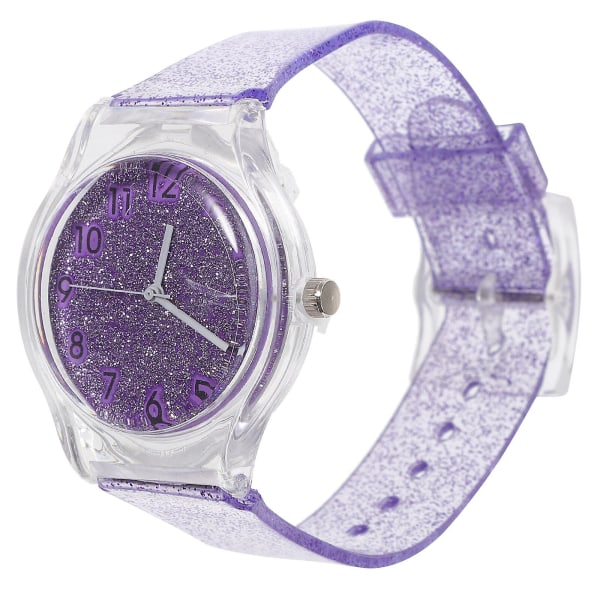 Purple Kids Transparent Watch Creative Shiny Watch Glitter Silikon Watchband BarnarmbandsurPu Purple 23X3.5cm